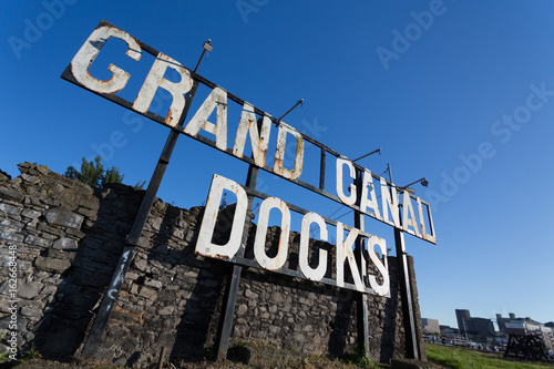 Canvas Print The old sign of the Grand Canal Docks in Dublin City, Ireland