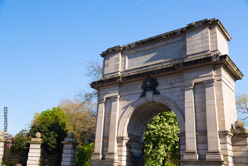 Fusiliers' Arch, a monument which forms part of the Grafton Street entrance to St Stephen's Green park, in Dublin, Ireland