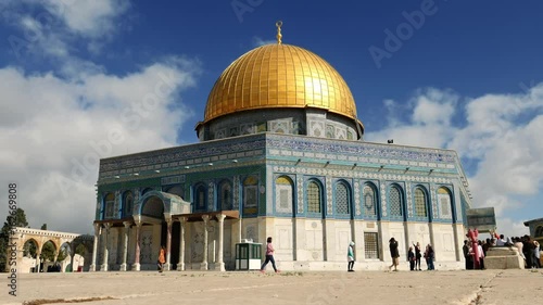 Dome of the Rock in Jerusalem over the Temple Mount. Golden Dome is the most known mosque and landmark in Jerusalem and sacred place for all muslims.