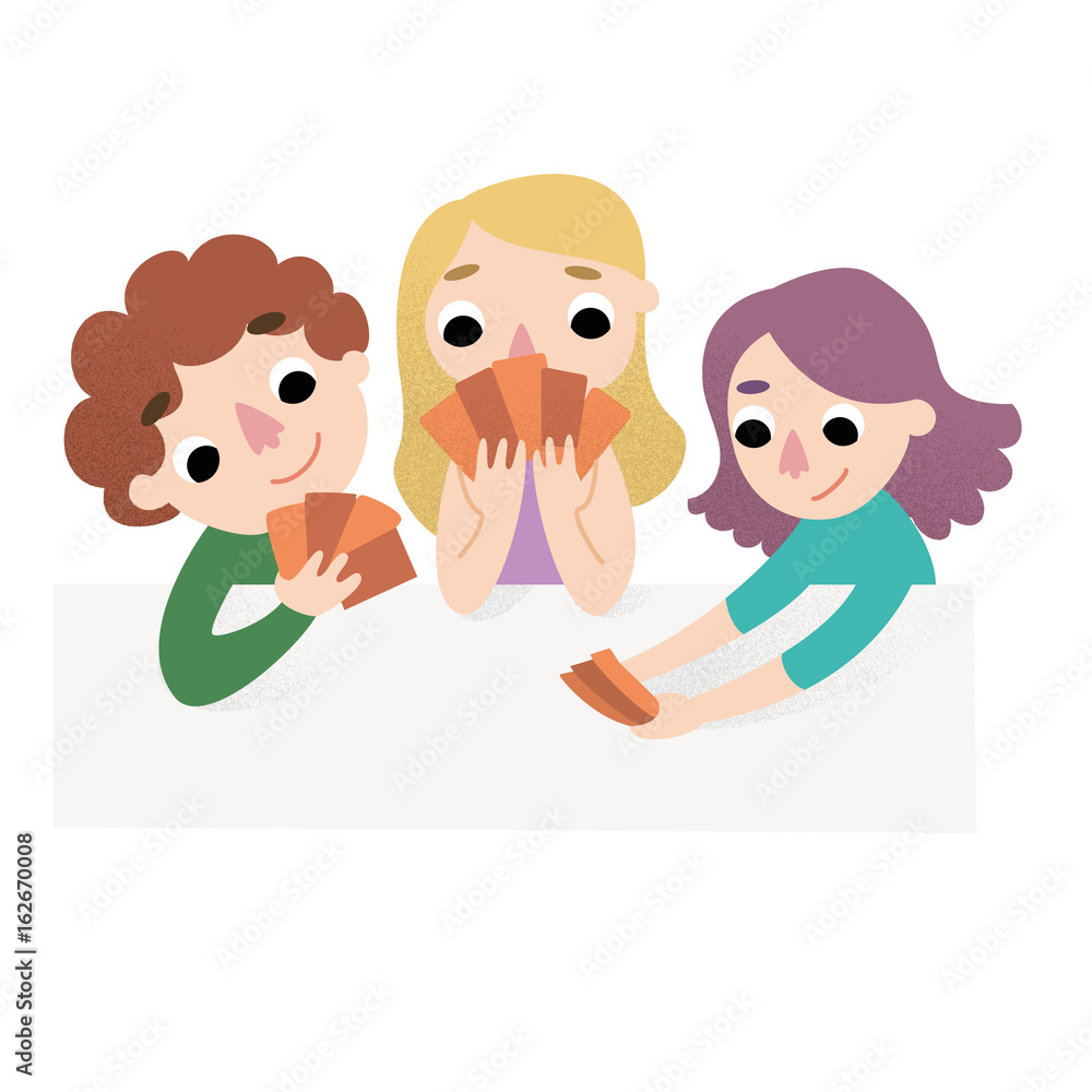 Kids playing cards vector illustration Kids playing cards vector illustration