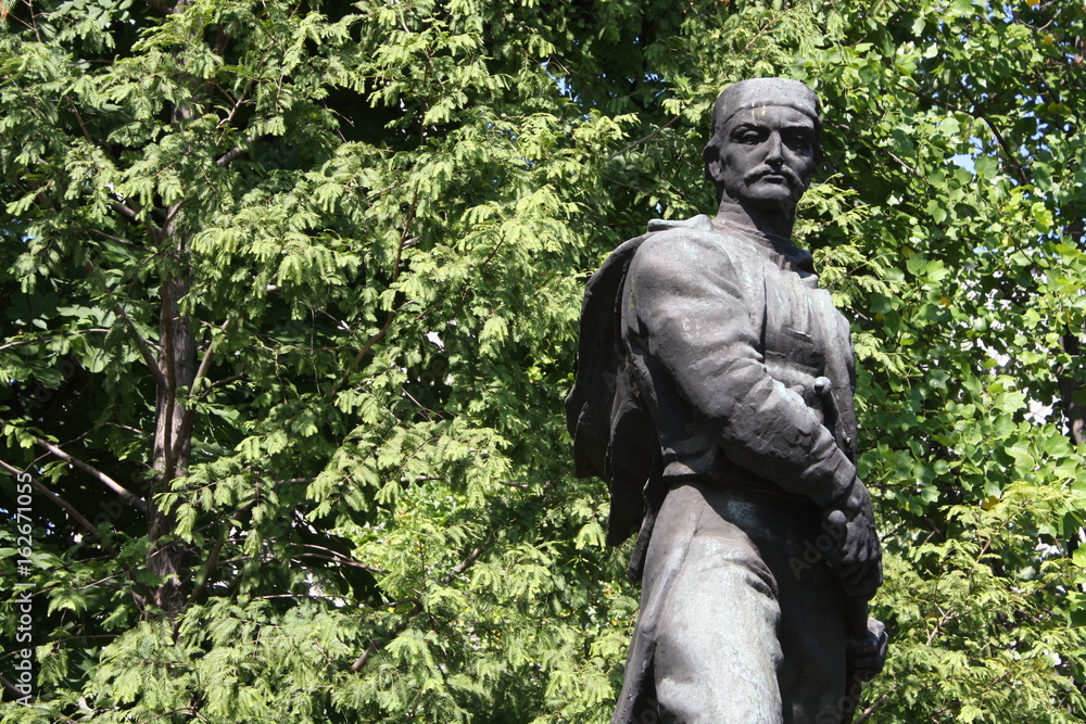 Statue of Vasilije Vasa Carapic in Belgrade, known as the Dragon from Avala was Serbian military commander that participated in the First Serbian Uprising of the Serbian Revolution Statue of Vasilije Vasa Carapic in Belgrade, known as the Dragon from Avala was Serbian military commander that participated in the First Serbian Uprising of the Serbian Revolution