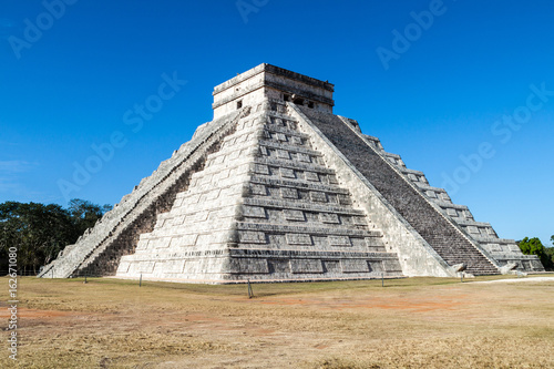 Pyramid Kukulkan in the Mayan archeological site Chichen Itza, Mexico