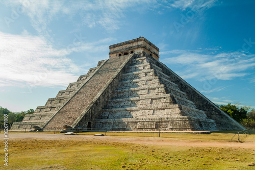 Pyramid Kukulkan in the Mayan archeological site Chichen Itza, Mexico photo
