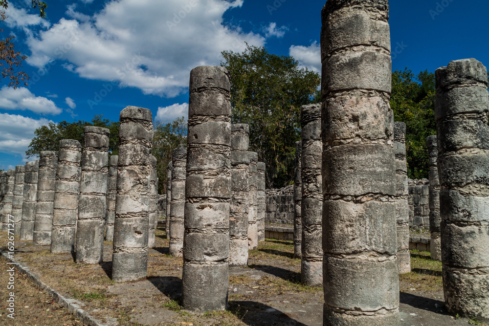 Temple of the thousand columns at the archeological site Chichen Itza, Mexico