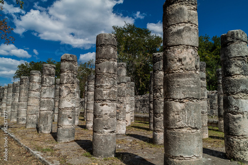 Temple of the thousand columns at the archeological site Chichen Itza, Mexico