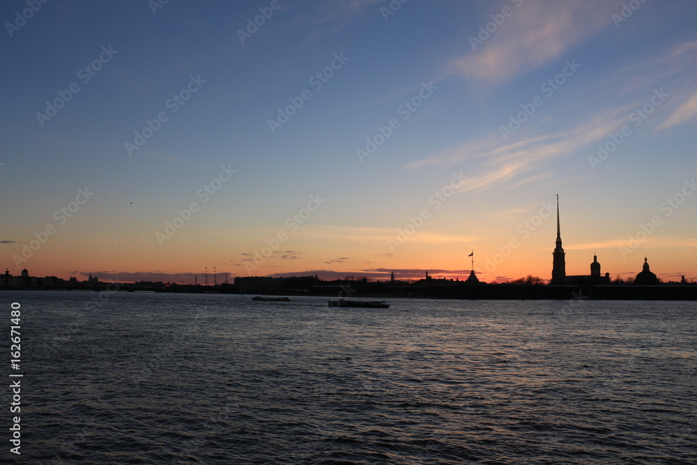 Россия, Санкт-Петербург, Петропавловская крепость на закате