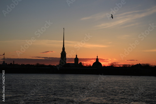 Россия, Санкт-Петербург, Петропавловская крепость на закате