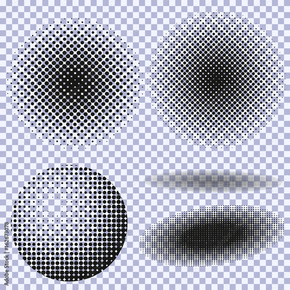 Halftone circles, halftone dot pattern set
