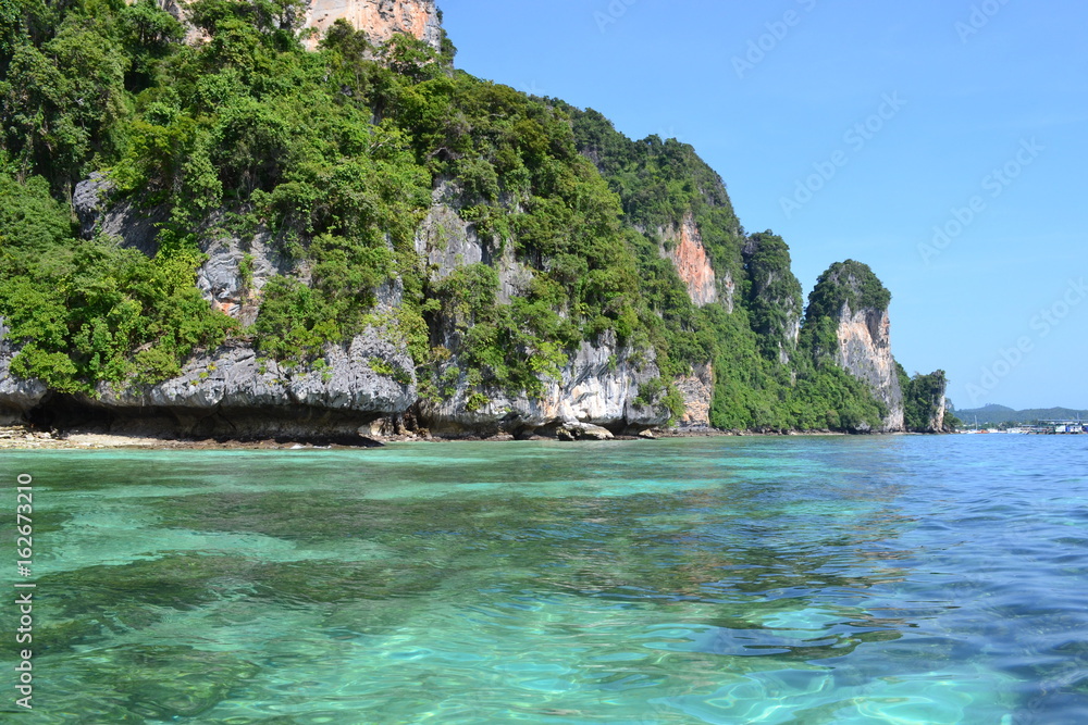 Paradise water with big limestone rocks at Koh Phi Phi Paradise water with big limestone rocks at Koh Phi Phi