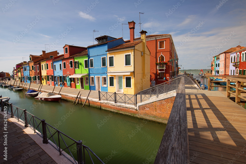 Colorful houses of Burano island / small village near the Venice.