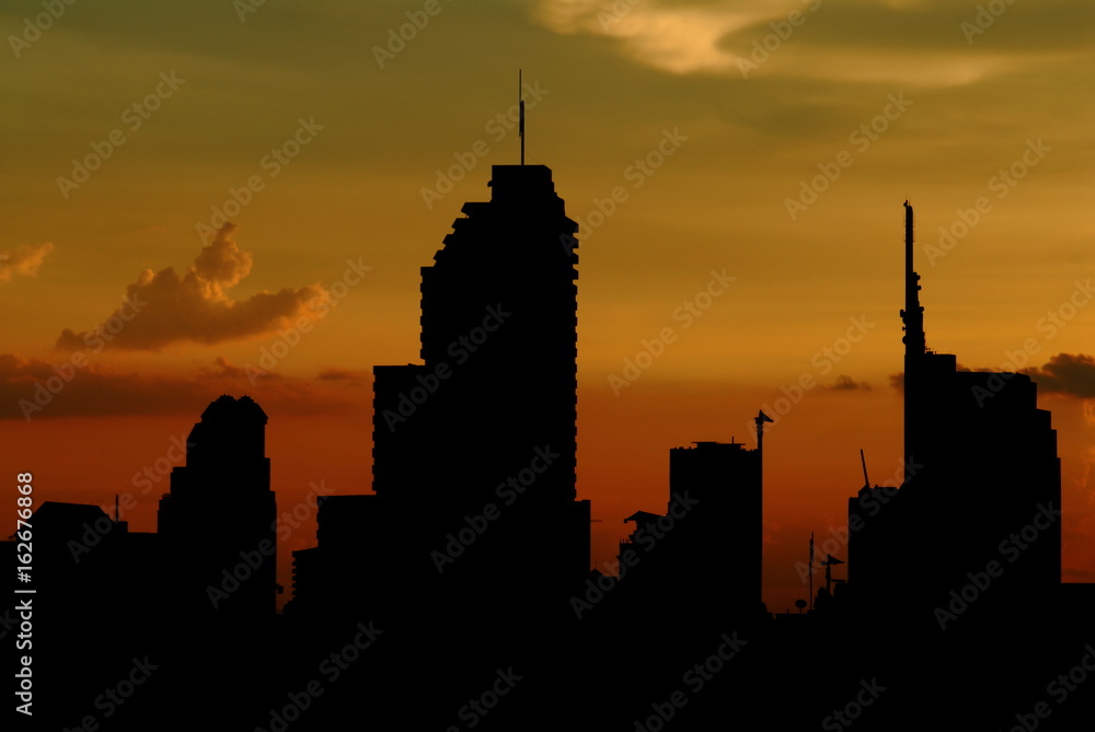 bangkok city in silhouette