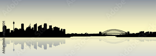 Skyline silhouette of the city of Sydney, New South Wales, Australia,