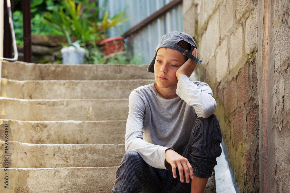 Sad teen outdoors Sad teen outdoors