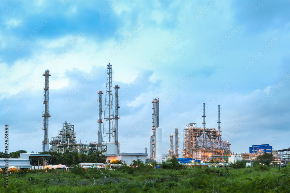 Oil and chemical refinery plant in twilight time