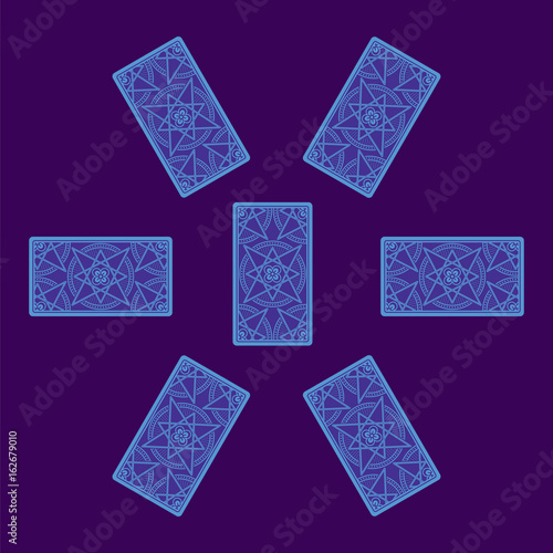 Tarot card spread. Reverse side. Vector illustration