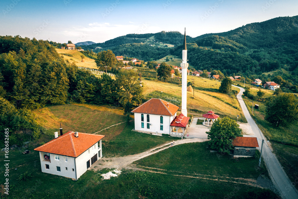 Ozimica. mosque aerial view