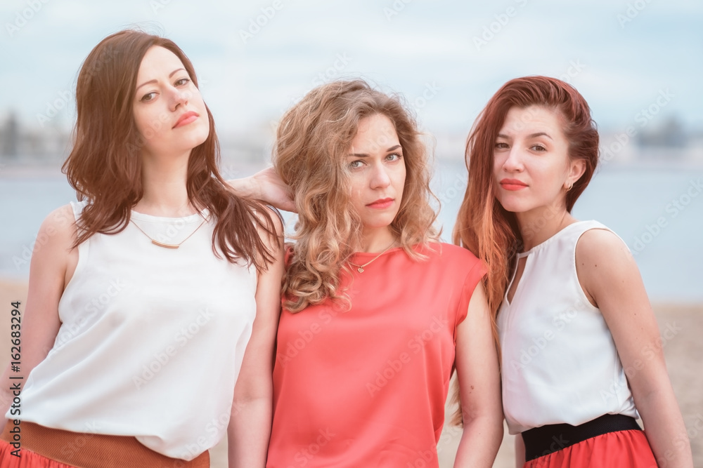 Happy group of women having fun outdoors.