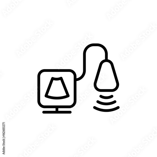 thin line ultrasound icon on white background