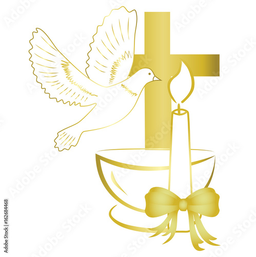 Gold design for sacrament of baptism invitation, card. photo