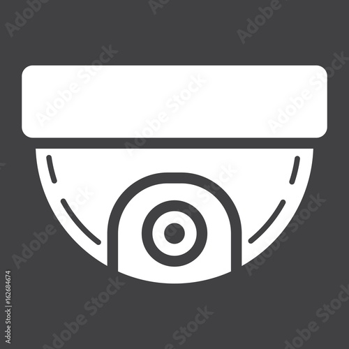 Surveillance camera solid icon, cctv and security, device vector graphics, a glyph pattern on a black background, eps 10. photo