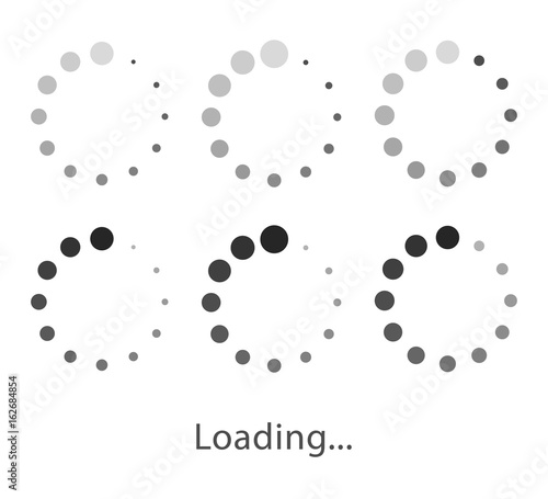 Circular loading sign, gray isolated on white background, vector illustration.