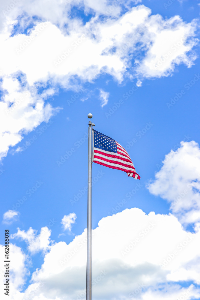 American flag against a beautiful blue sky