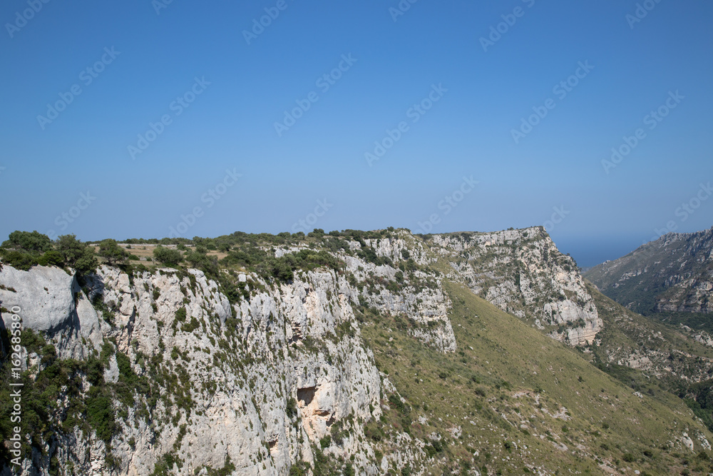 Panorama verso il mare, Riserva Naturale Orientata Cavagrande del Cassibile, primavera, Sicilia