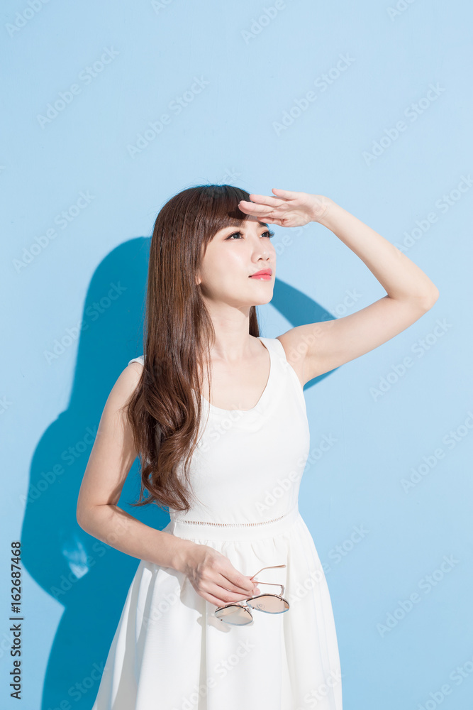 beauty woman look somewhere beauty woman look somewhere