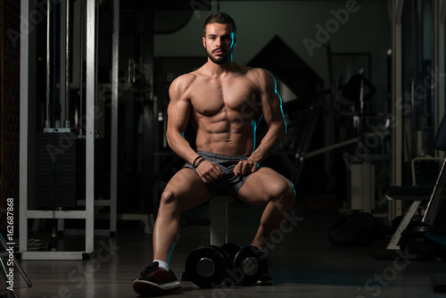 Athlete Resting In Gym Afther Exercise