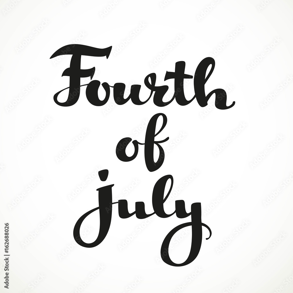 Fouth of july calligraphic inscription on a white background Fouth of july calligraphic inscription on a white background