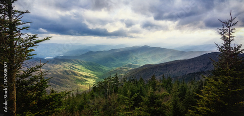 Wide-framed Wilderness. Great Smoky Mountains National Park. View from Clingmans Dome. Picturesque Copy Space. © boundlessimages