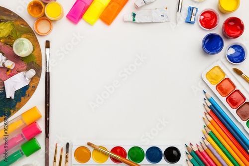 Colorful drawing supplies.