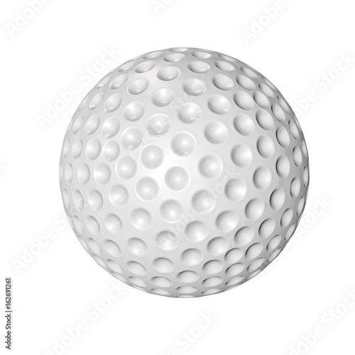 Single golf ball isolated on white background. 3D illustration.