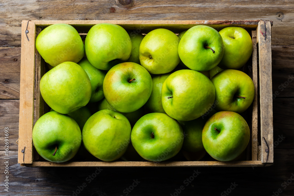 Full box of apples. Harvest concept Full box of apples. Harvest concept