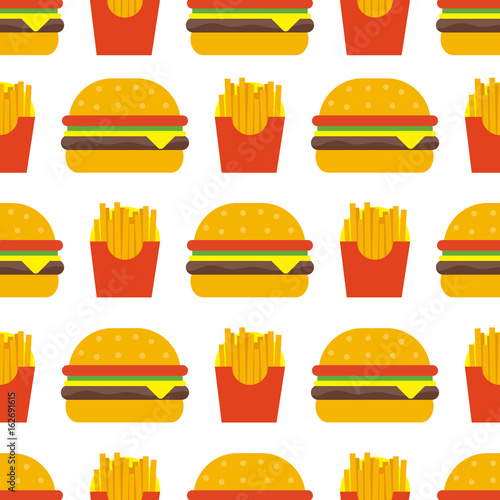 french fries and hamburger seamless