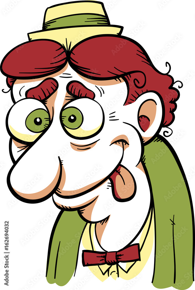 A retro style cartoon of a wacky, cross-eyed man with his tongue hanging  out. Stock Vector | Adobe Stock