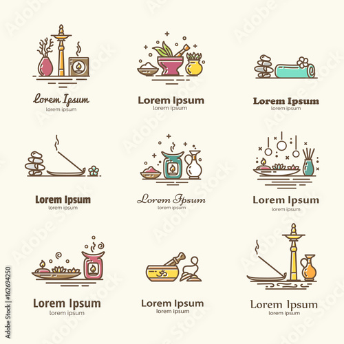 Set of elements for logo design.