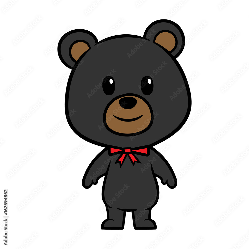 Cartoon Black Bear Character Vector Illustration Stock Vector | Adobe Stock