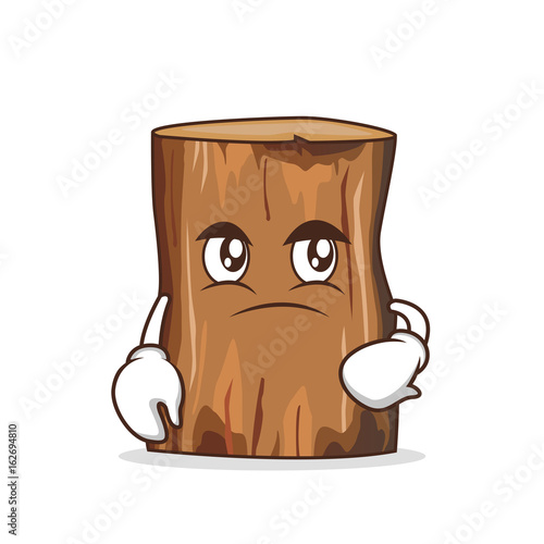 Confused tree trunk character cartoon