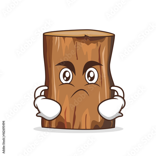 Angry tree trunk character cartoon
