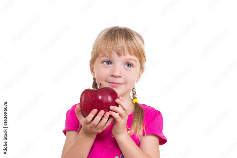 Child with red apples