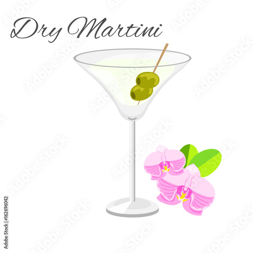Dry Martini cocktail  isolated on white