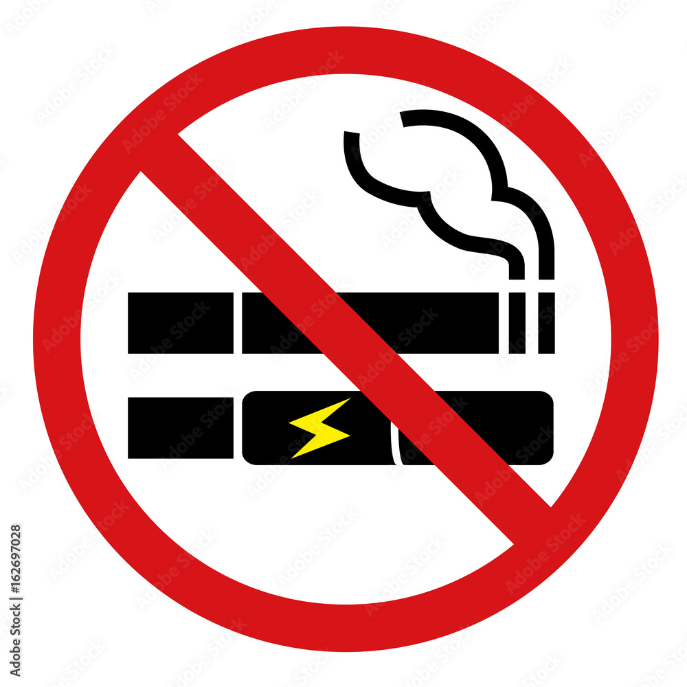 No Smoking including electronic cigarettes sign. - obrazy, fototapety, plakaty 