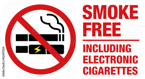 No Smoking including electronic cigarettes sign.