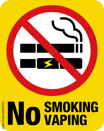 No Smoking including electronic cigarettes sign.