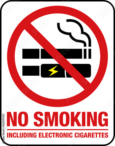 No Smoking including electronic cigarettes sign.