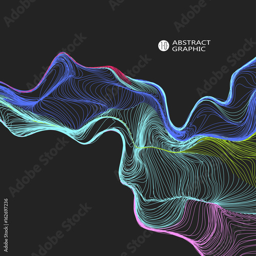 Fototapete Wavy abstract graphic design, vector background.