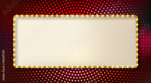 Colorful retro marquee stylish frames with light bulbs. Vector empty frames, landmarks, cloud symbol, ribbon. Cool eye-catching borders fit for any content.