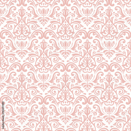 Damask classic pink pattern. Seamless abstract background with repeating elements. Orient background