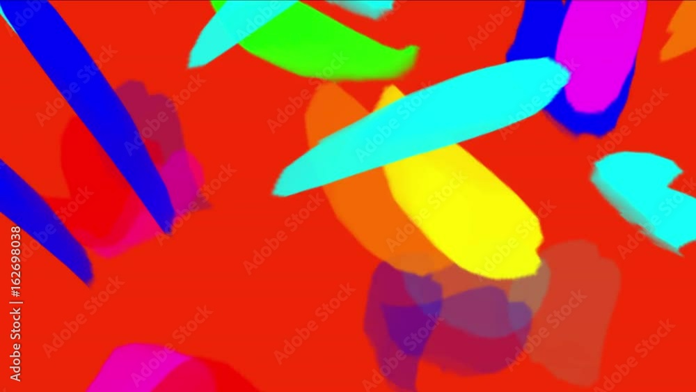 4k Falling color feathers paper debris,paint particles background